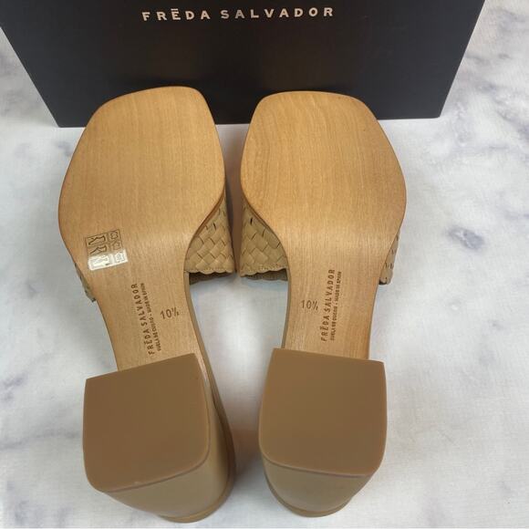 Freda Salvador Rosie Woven Leather Block Heel Slide Sandals NWB - Picture 7 of 10